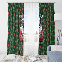 Go Jesus It's Your Birthday Christmas Window Curtain with Presents and Festive Pattern - Wonder Print Shop