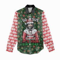 Go Jesus It's Your Birthday Christmas Women Casual Shirt with Presents and Festive Pattern - Wonder Print Shop
