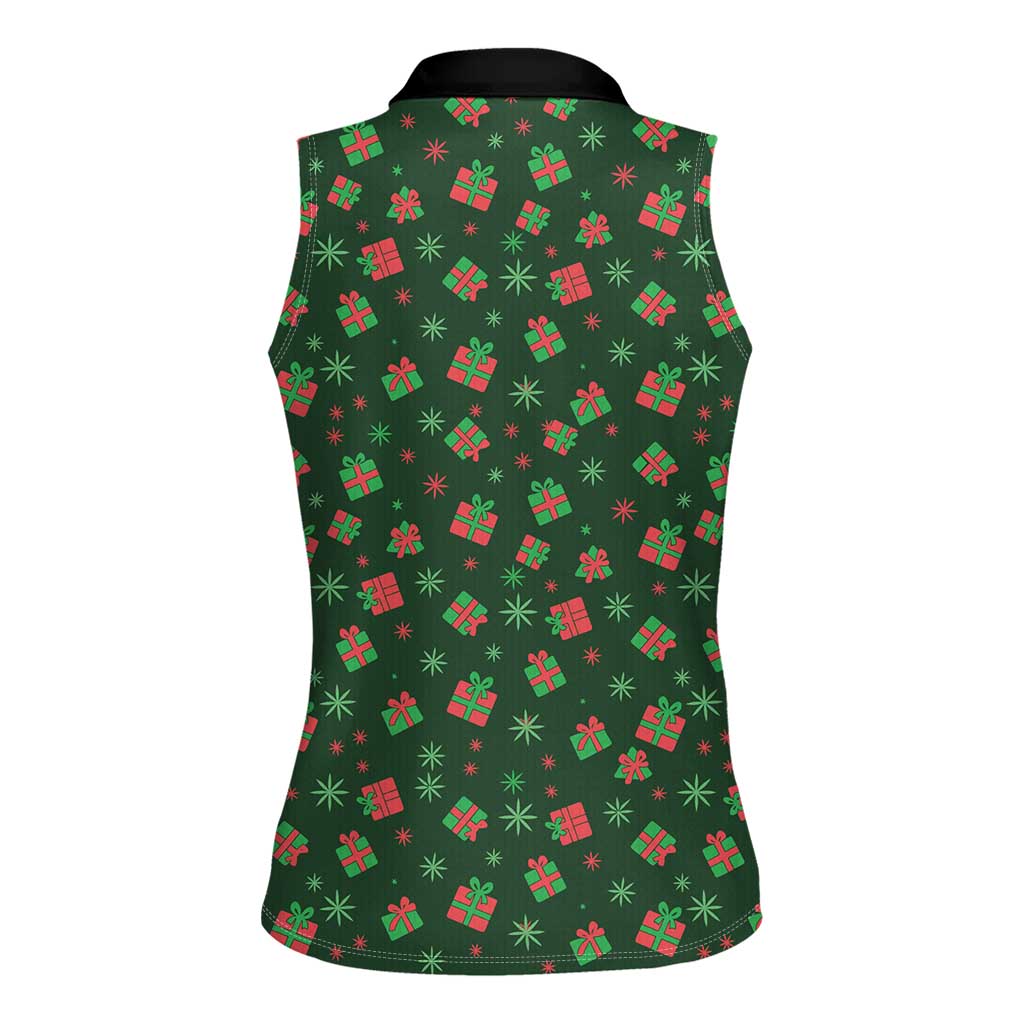 Go Jesus It's Your Birthday Christmas Women Sleeveless Polo Shirt with Presents and Festive Pattern - Wonder Print Shop