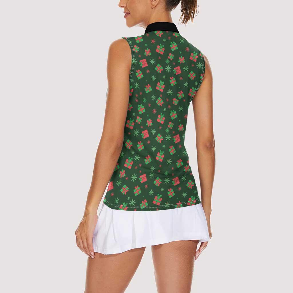 Go Jesus It's Your Birthday Christmas Women Sleeveless Polo Shirt with Presents and Festive Pattern - Wonder Print Shop