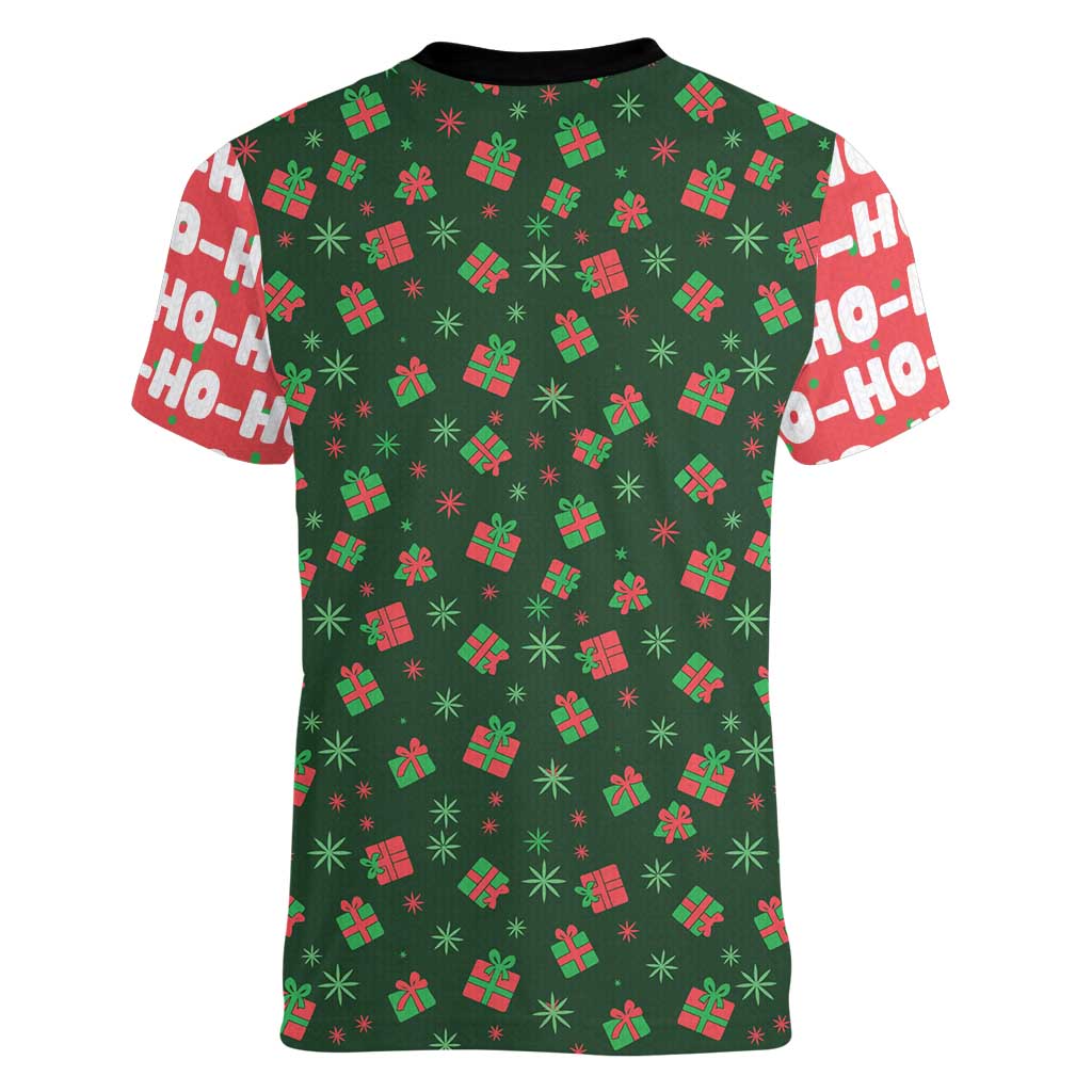 Go Jesus It's Your Birthday Christmas Women V-Neck T-Shirt with Presents and Festive Pattern - Wonder Print Shop