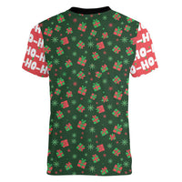 Go Jesus It's Your Birthday Christmas Women V-Neck T-Shirt with Presents and Festive Pattern - Wonder Print Shop