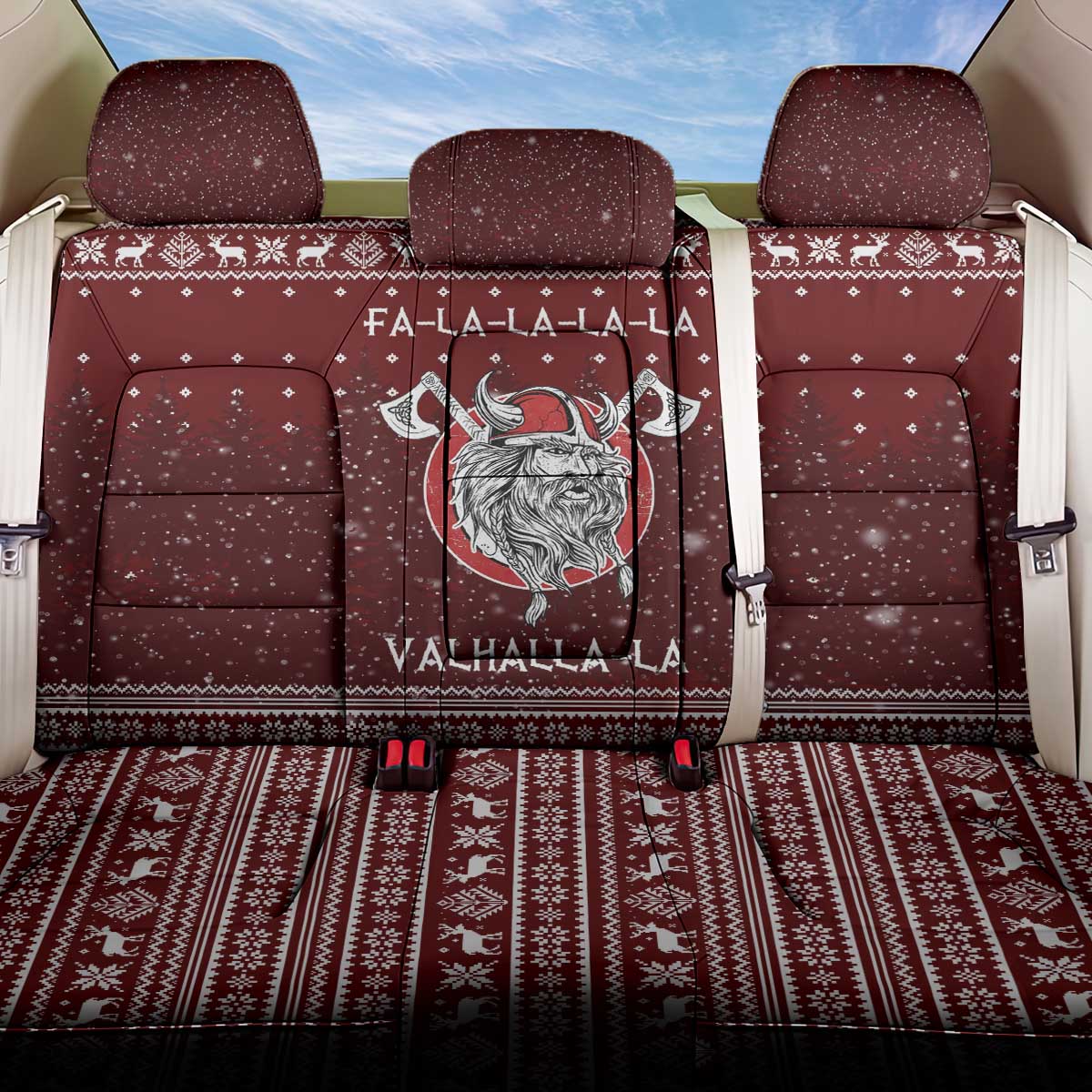 Vikings Fa La La La Christmas Back Car Seat Cover Xmas Holiday Patterns - Wonder Print Shop