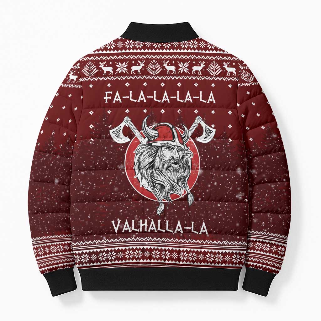 Vikings Fa La La La Christmas Bomber Puffer Jacket Xmas Holiday Patterns - Wonder Print Shop