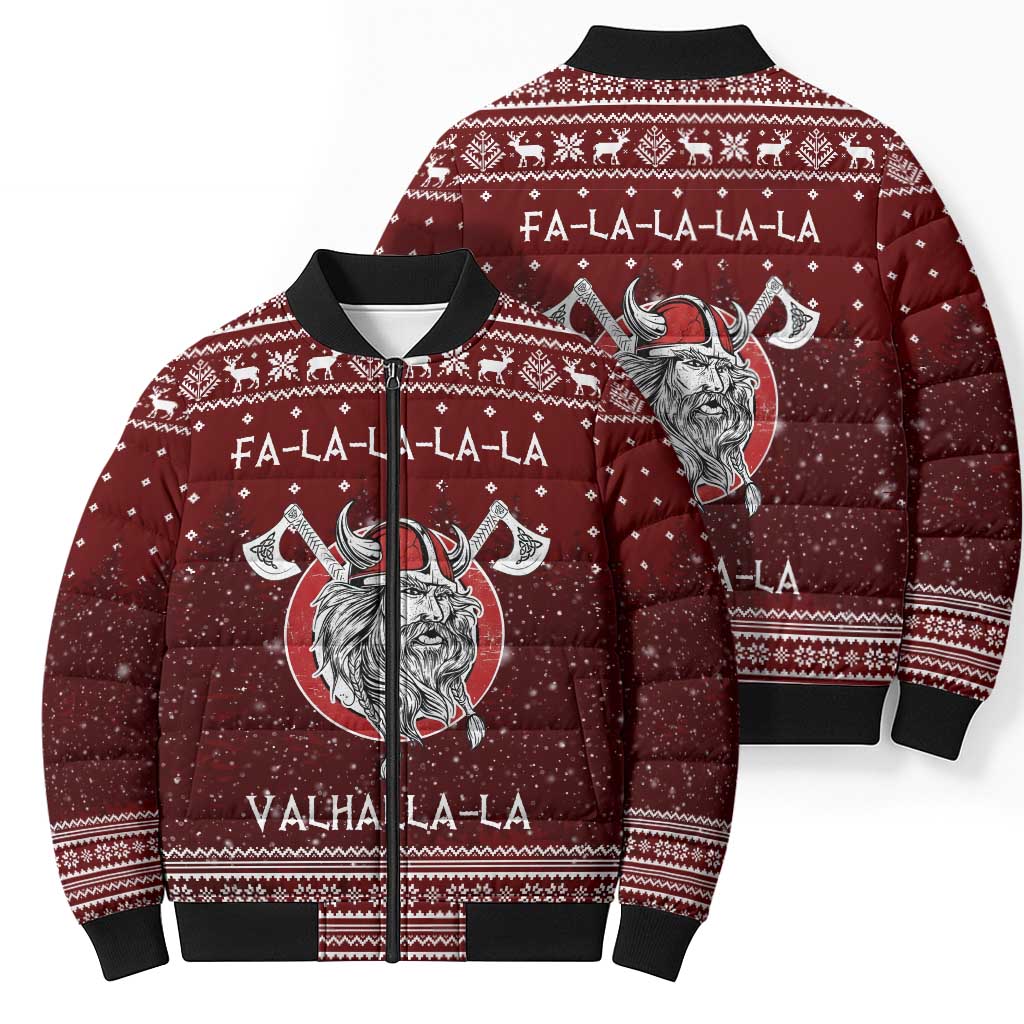 Vikings Fa La La La Christmas Bomber Puffer Jacket Xmas Holiday Patterns - Wonder Print Shop
