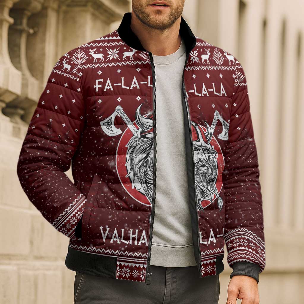 Vikings Fa La La La Christmas Bomber Puffer Jacket Xmas Holiday Patterns - Wonder Print Shop