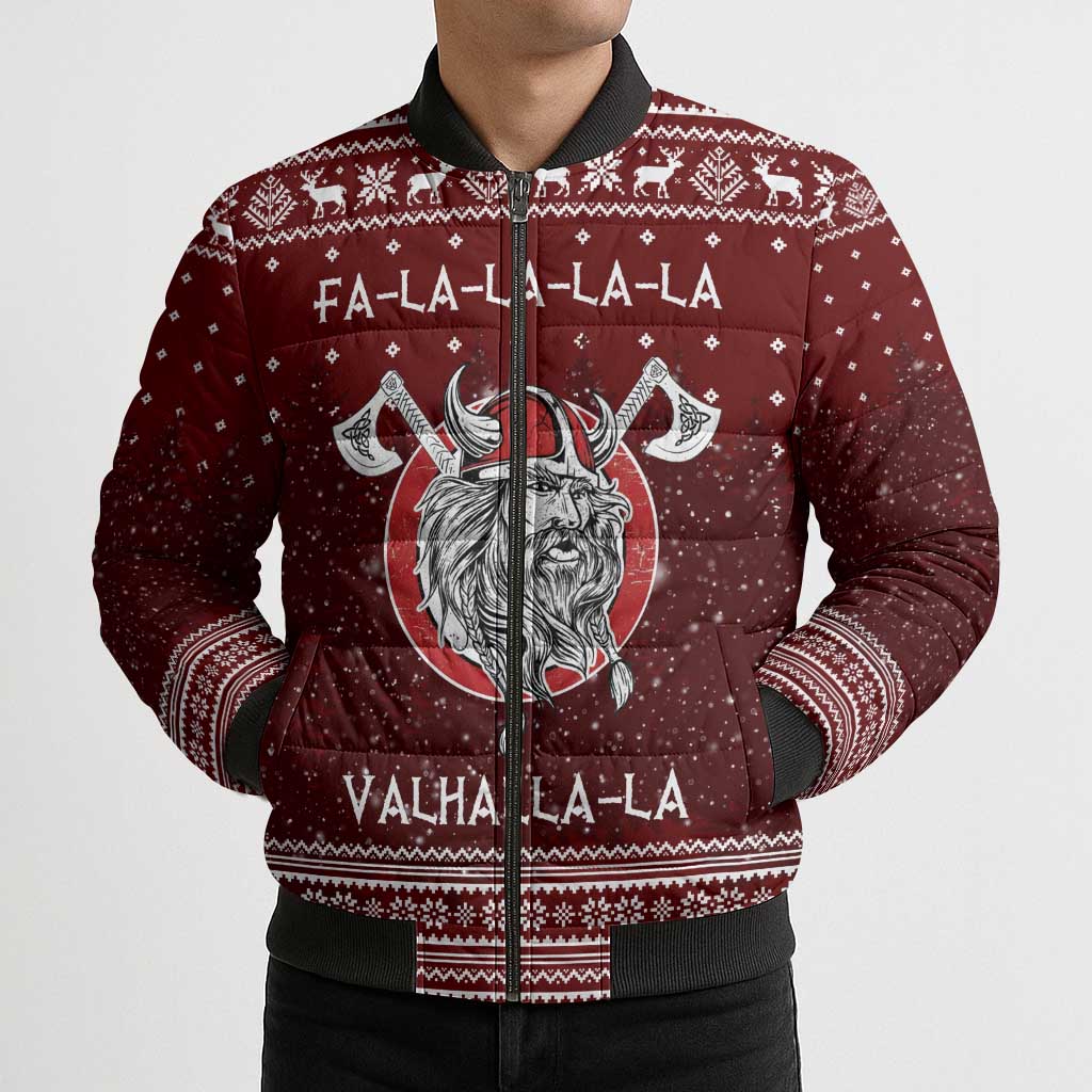 Vikings Fa La La La Christmas Bomber Puffer Jacket Xmas Holiday Patterns - Wonder Print Shop