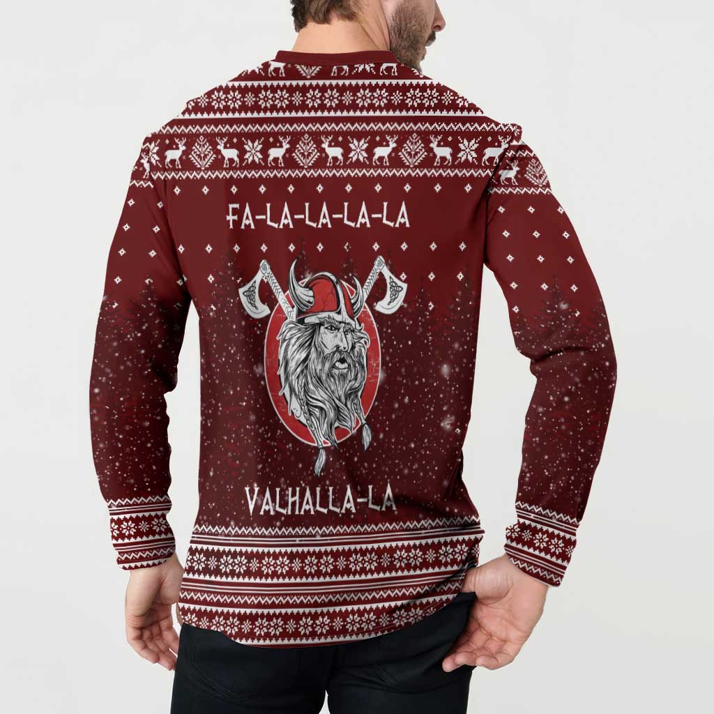 Vikings Fa La La La Christmas Button Sweatshirt Xmas Holiday Patterns - Wonder Print Shop