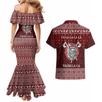 Vikings Fa La La La Christmas Couples Matching Mermaid Dress and Hawaiian Shirt Xmas Holiday Patterns - Wonder Print Shop