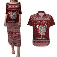Vikings Fa La La La Christmas Couples Matching Puletasi and Hawaiian Shirt Xmas Holiday Patterns - Wonder Print Shop