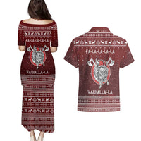 Vikings Fa La La La Christmas Couples Matching Puletasi and Hawaiian Shirt Xmas Holiday Patterns - Wonder Print Shop