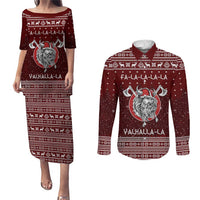 Vikings Fa La La La Christmas Couples Matching Puletasi and Long Sleeve Button Shirt Xmas Holiday Patterns - Wonder Print Shop