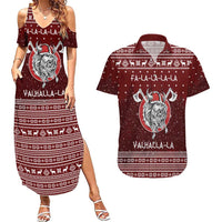 Vikings Fa La La La Christmas Couples Matching Summer Maxi Dress and Hawaiian Shirt Xmas Holiday Patterns - Wonder Print Shop