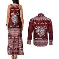 Vikings Fa La La La Christmas Couples Matching Tank Maxi Dress and Long Sleeve Button Shirt Xmas Holiday Patterns - Wonder Print Shop
