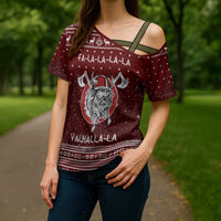 Vikings Fa La La La Christmas Cross Shoulder Shirt Xmas Holiday Patterns - Wonder Print Shop