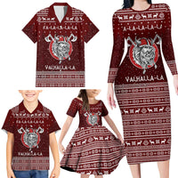 Vikings Fa La La La Christmas Family Matching Long Sleeve Bodycon Dress and Hawaiian Shirt Xmas Holiday Patterns - Wonder Print Shop