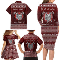 Vikings Fa La La La Christmas Family Matching Long Sleeve Bodycon Dress and Hawaiian Shirt Xmas Holiday Patterns - Wonder Print Shop