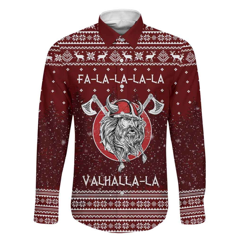 Vikings Fa La La La Christmas Family Matching Long Sleeve Bodycon Dress and Hawaiian Shirt Xmas Holiday Patterns - Wonder Print Shop