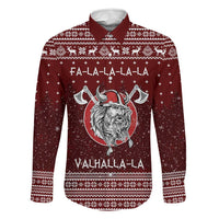 Vikings Fa La La La Christmas Family Matching Long Sleeve Bodycon Dress and Hawaiian Shirt Xmas Holiday Patterns - Wonder Print Shop