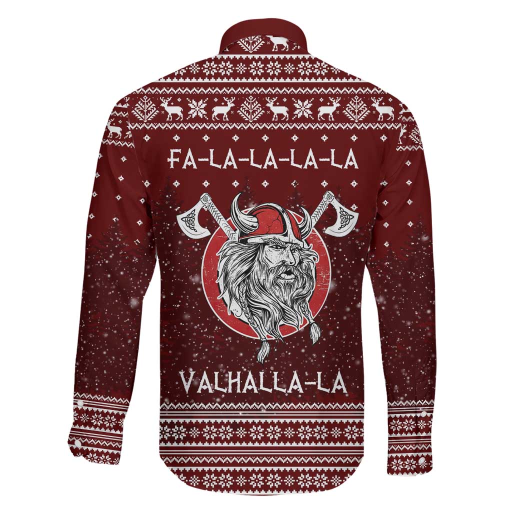 Vikings Fa La La La Christmas Family Matching Long Sleeve Bodycon Dress and Hawaiian Shirt Xmas Holiday Patterns - Wonder Print Shop