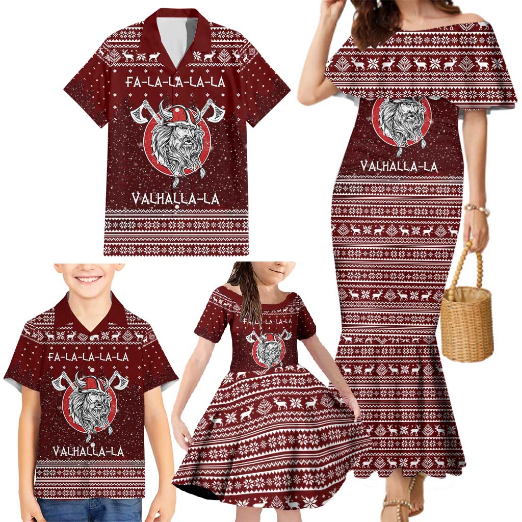 Vikings Fa La La La Christmas Family Matching Mermaid Dress and Hawaiian Shirt Xmas Holiday Patterns - Wonder Print Shop