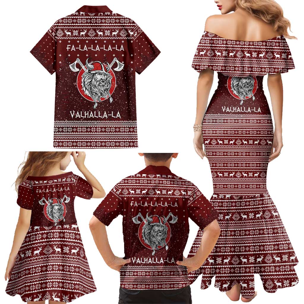 Vikings Fa La La La Christmas Family Matching Mermaid Dress and Hawaiian Shirt Xmas Holiday Patterns - Wonder Print Shop