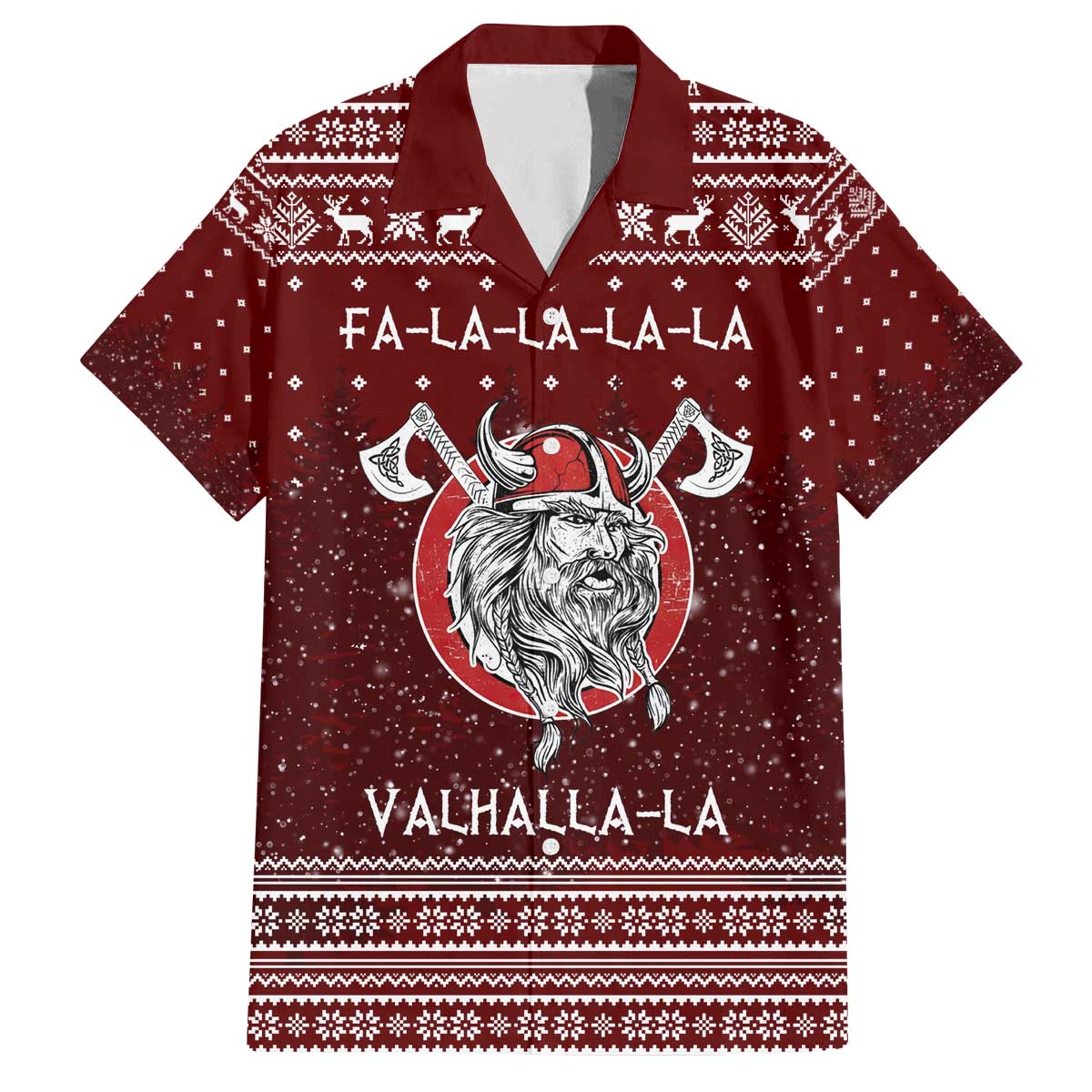 Vikings Fa La La La Christmas Family Matching Off The Shoulder Long Sleeve Dress and Hawaiian Shirt Xmas Holiday Patterns - Wonder Print Shop