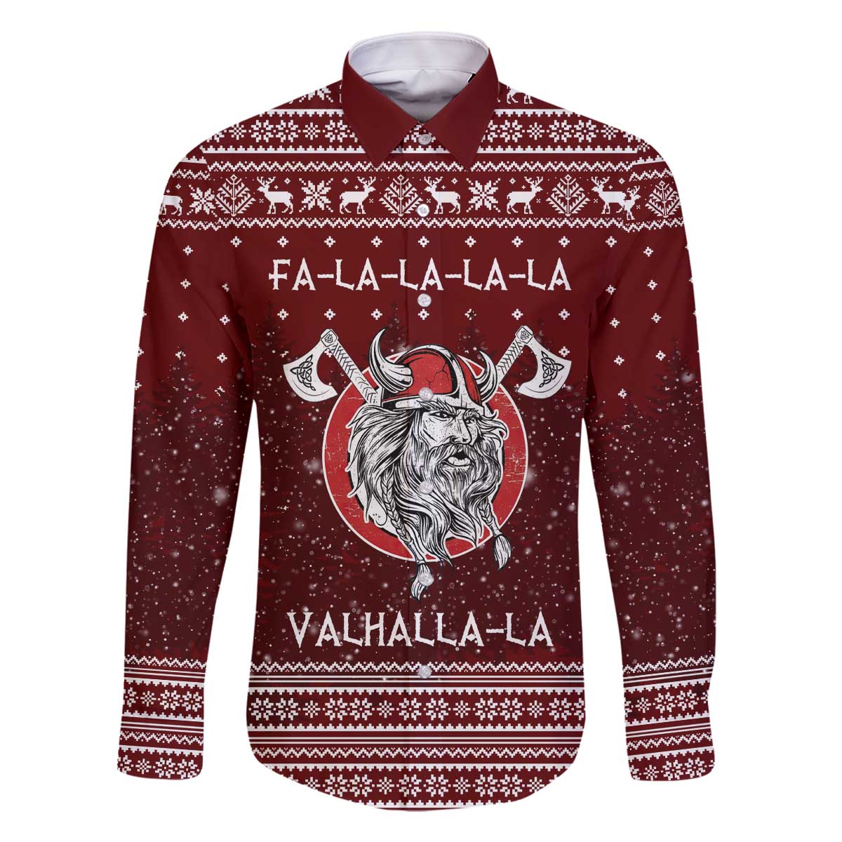 Vikings Fa La La La Christmas Family Matching Off The Shoulder Long Sleeve Dress and Hawaiian Shirt Xmas Holiday Patterns - Wonder Print Shop