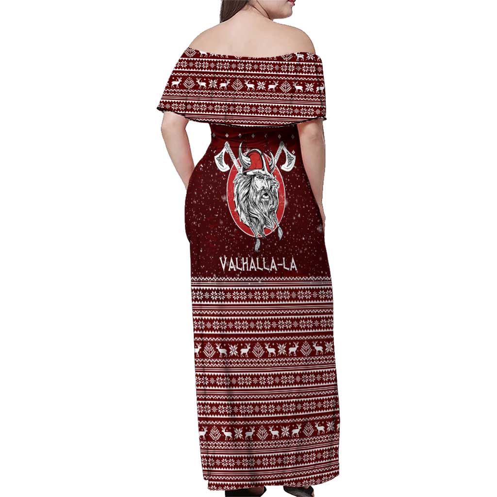 Vikings Fa La La La Christmas Family Matching Off Shoulder Maxi Dress and Hawaiian Shirt Xmas Holiday Patterns - Wonder Print Shop