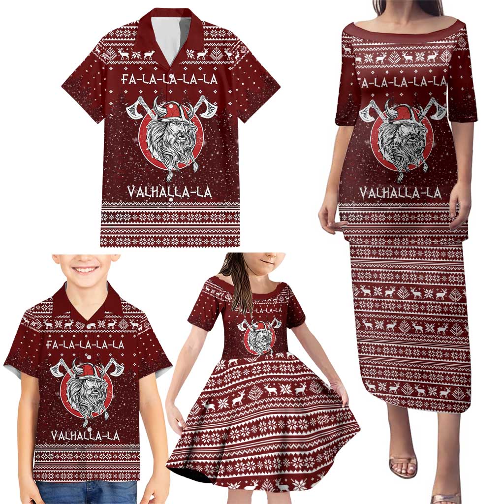 Vikings Fa La La La Christmas Family Matching Puletasi and Hawaiian Shirt Xmas Holiday Patterns - Wonder Print Shop