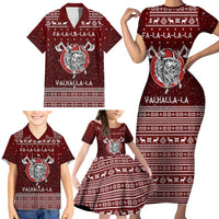 Vikings Fa La La La Christmas Family Matching Short Sleeve Bodycon Dress and Hawaiian Shirt Xmas Holiday Patterns - Wonder Print Shop