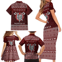 Vikings Fa La La La Christmas Family Matching Short Sleeve Bodycon Dress and Hawaiian Shirt Xmas Holiday Patterns - Wonder Print Shop