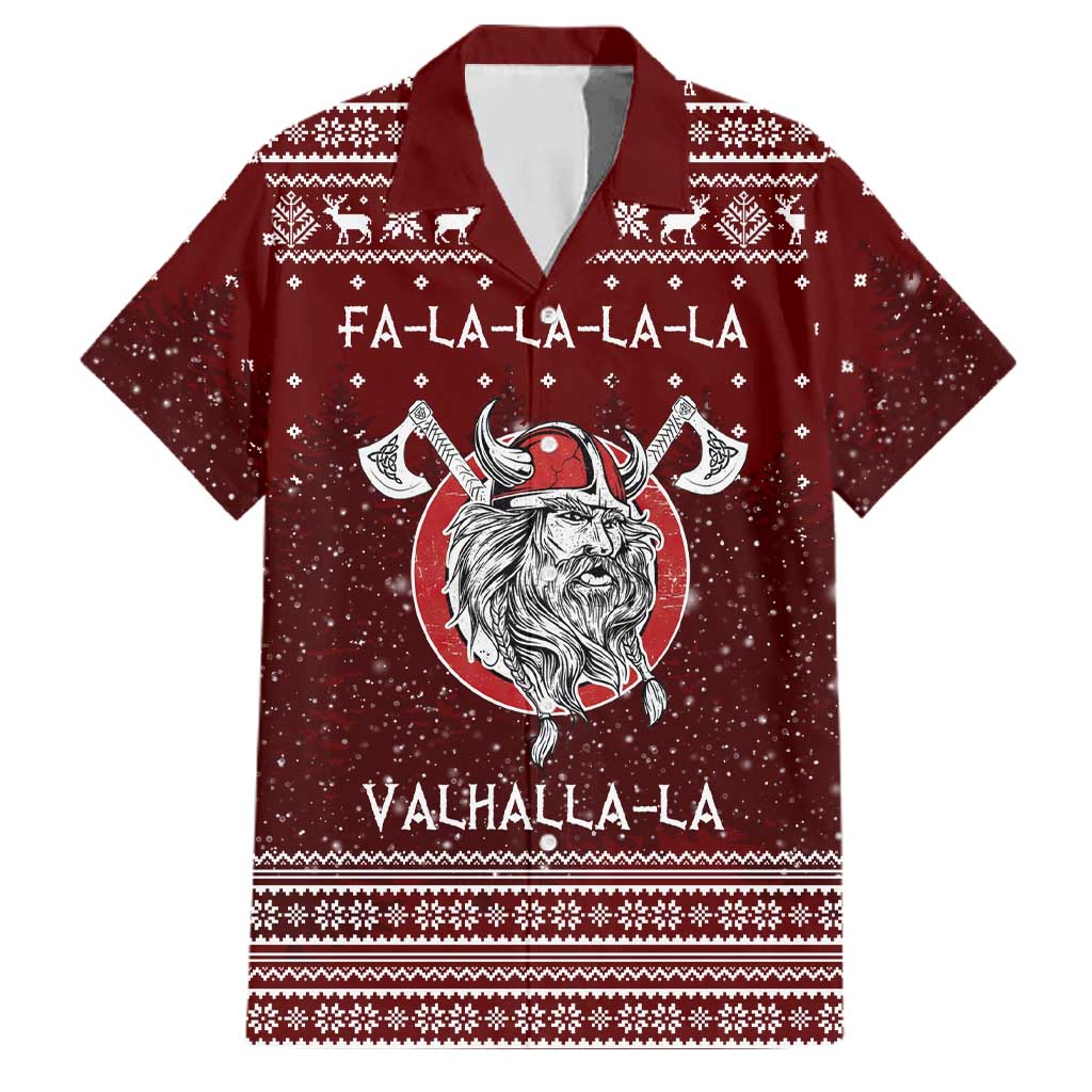 Vikings Fa La La La Christmas Family Matching Short Sleeve Bodycon Dress and Hawaiian Shirt Xmas Holiday Patterns - Wonder Print Shop