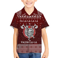 Vikings Fa La La La Christmas Family Matching Short Sleeve Bodycon Dress and Hawaiian Shirt Xmas Holiday Patterns - Wonder Print Shop