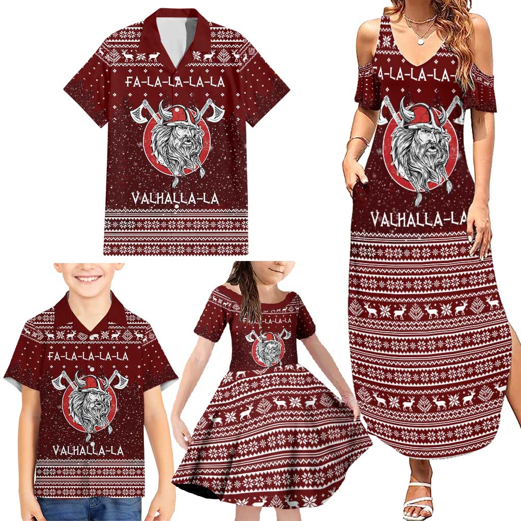 Vikings Fa La La La Christmas Family Matching Summer Maxi Dress and Hawaiian Shirt Xmas Holiday Patterns - Wonder Print Shop