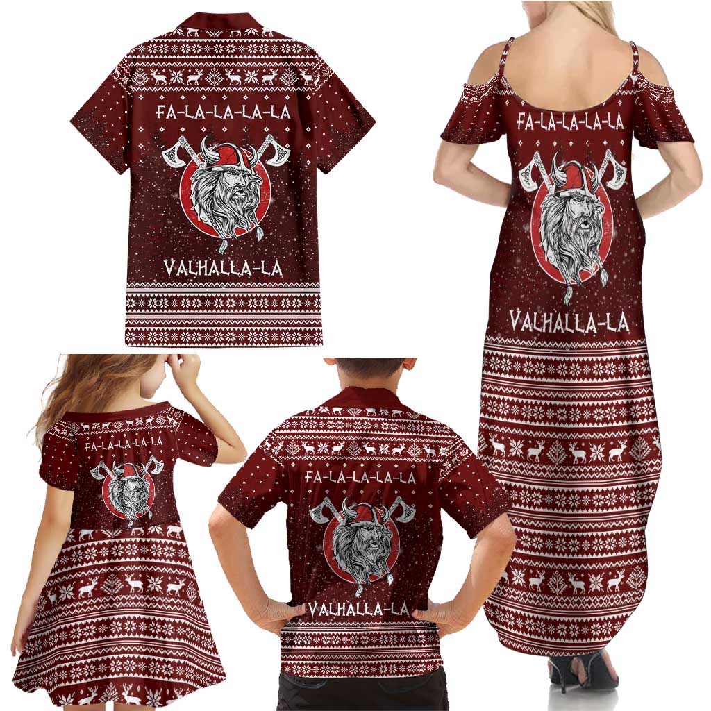 Vikings Fa La La La Christmas Family Matching Summer Maxi Dress and Hawaiian Shirt Xmas Holiday Patterns - Wonder Print Shop