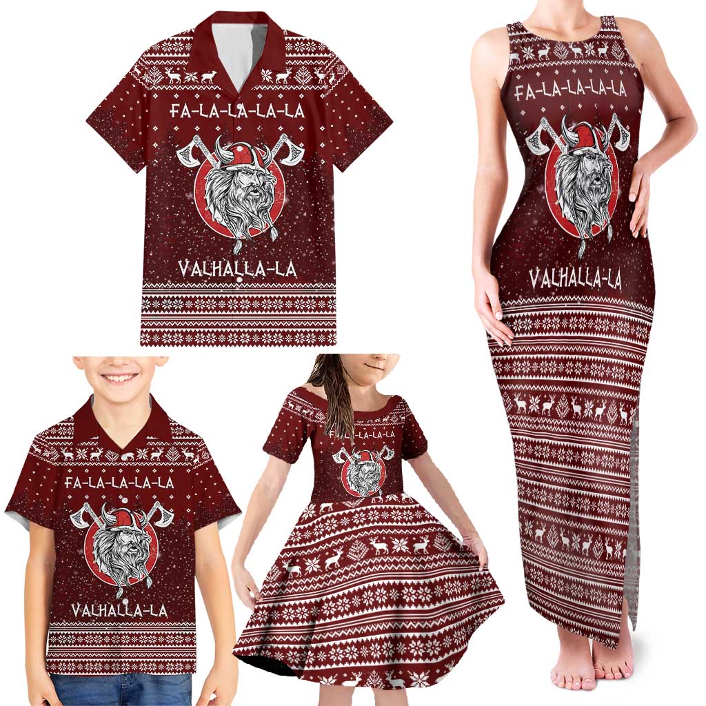 Vikings Fa La La La Christmas Family Matching Tank Maxi Dress and Hawaiian Shirt Xmas Holiday Patterns - Wonder Print Shop