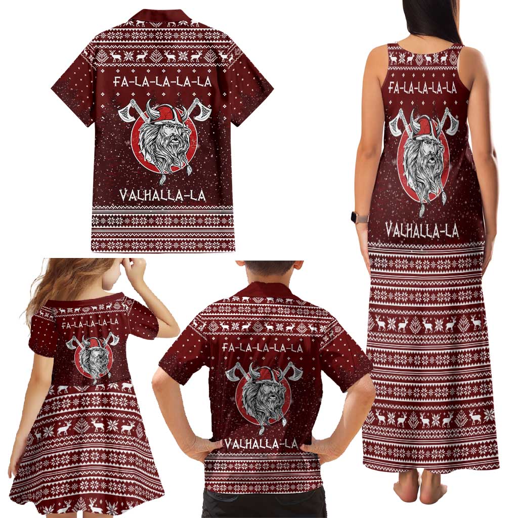 Vikings Fa La La La Christmas Family Matching Tank Maxi Dress and Hawaiian Shirt Xmas Holiday Patterns - Wonder Print Shop