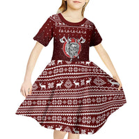 Vikings Fa La La La Christmas Kid Short Sleeve Dress Xmas Holiday Patterns - Wonder Print Shop