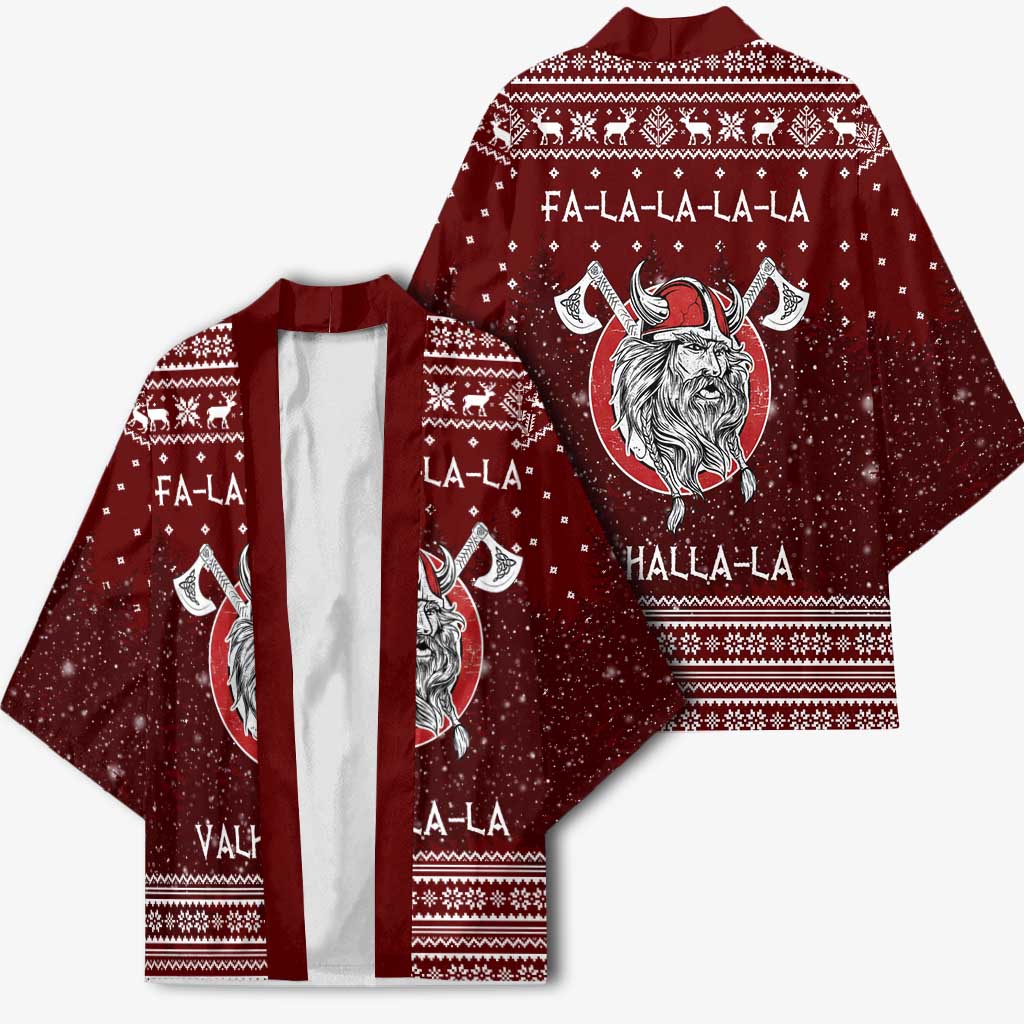 Vikings Fa La La La Christmas Kimono Xmas Holiday Patterns - Wonder Print Shop