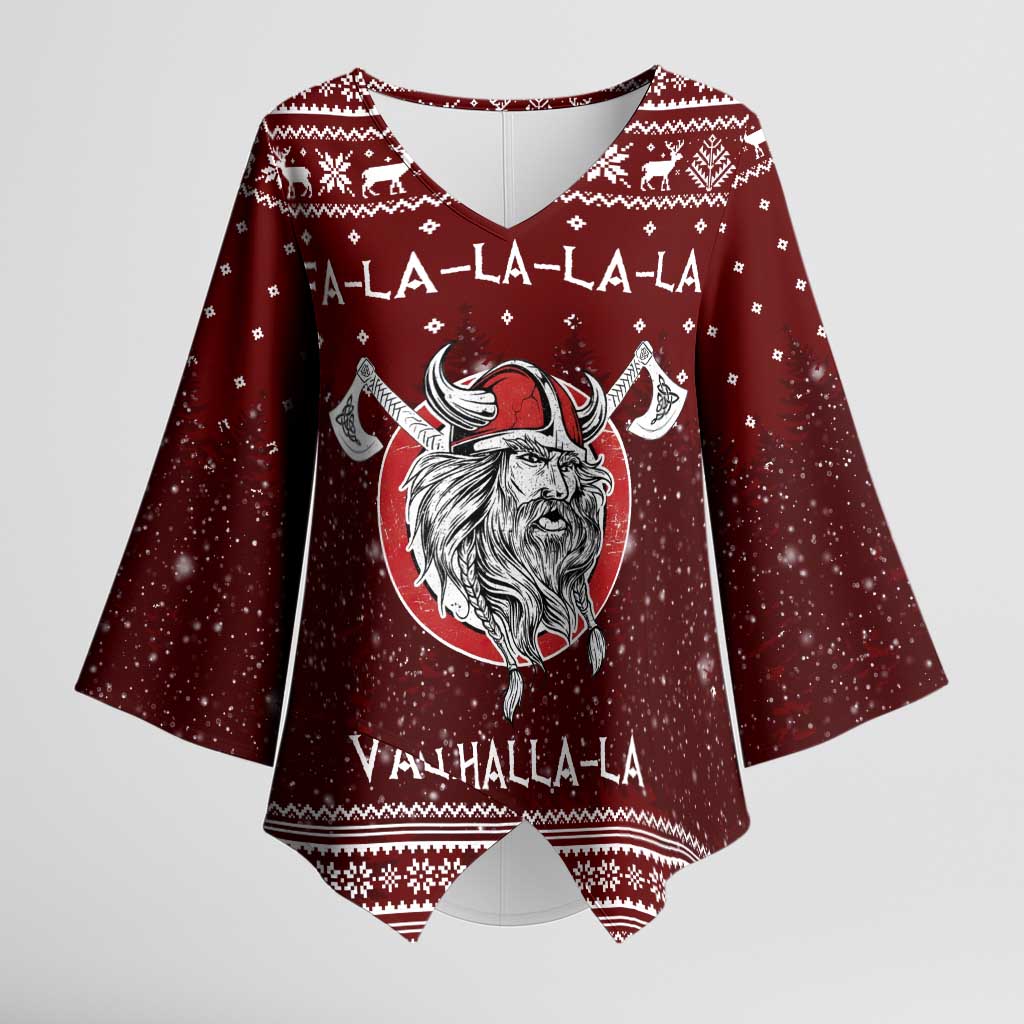 Vikings Fa La La La Christmas Kimono Sleeve Blouse Xmas Holiday Patterns - Wonder Print Shop