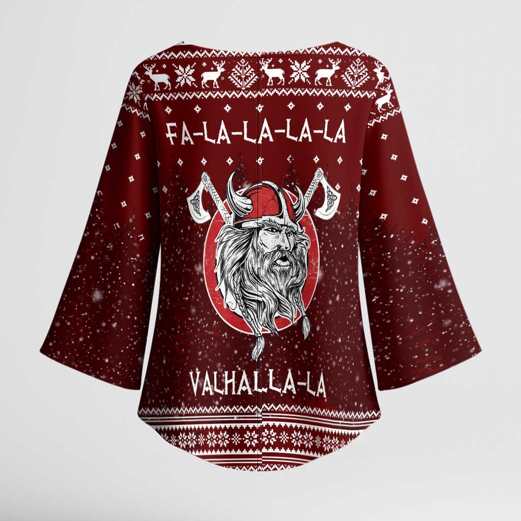 Vikings Fa La La La Christmas Kimono Sleeve Blouse Xmas Holiday Patterns - Wonder Print Shop