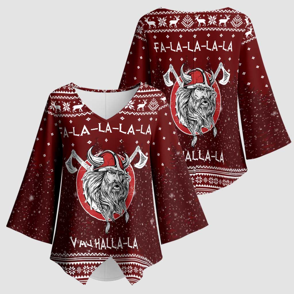 Vikings Fa La La La Christmas Kimono Sleeve Blouse Xmas Holiday Patterns - Wonder Print Shop