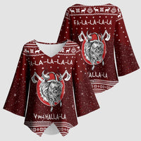 Vikings Fa La La La Christmas Kimono Sleeve Blouse Xmas Holiday Patterns - Wonder Print Shop