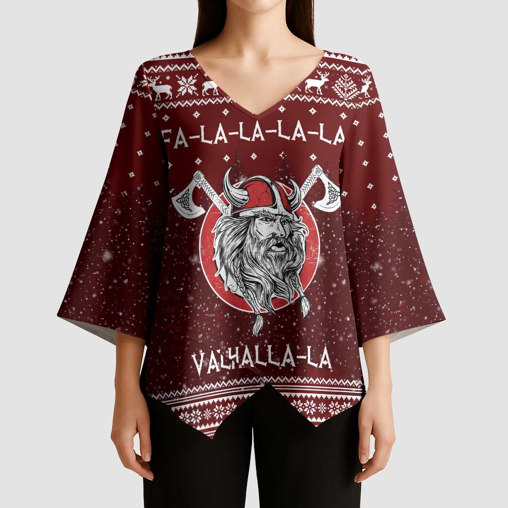 Vikings Fa La La La Christmas Kimono Sleeve Blouse Xmas Holiday Patterns - Wonder Print Shop