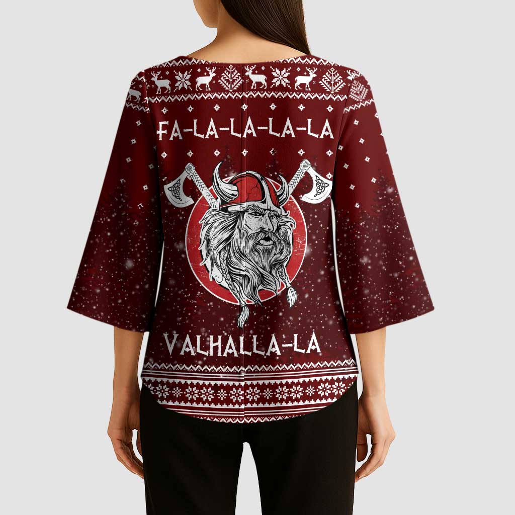 Vikings Fa La La La Christmas Kimono Sleeve Blouse Xmas Holiday Patterns - Wonder Print Shop