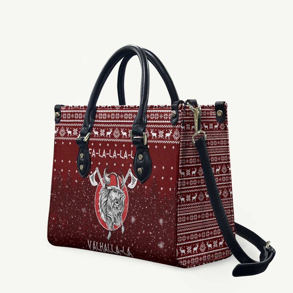 Vikings Fa La La La Christmas Leather Bag Xmas Holiday Patterns - Wonder Print Shop