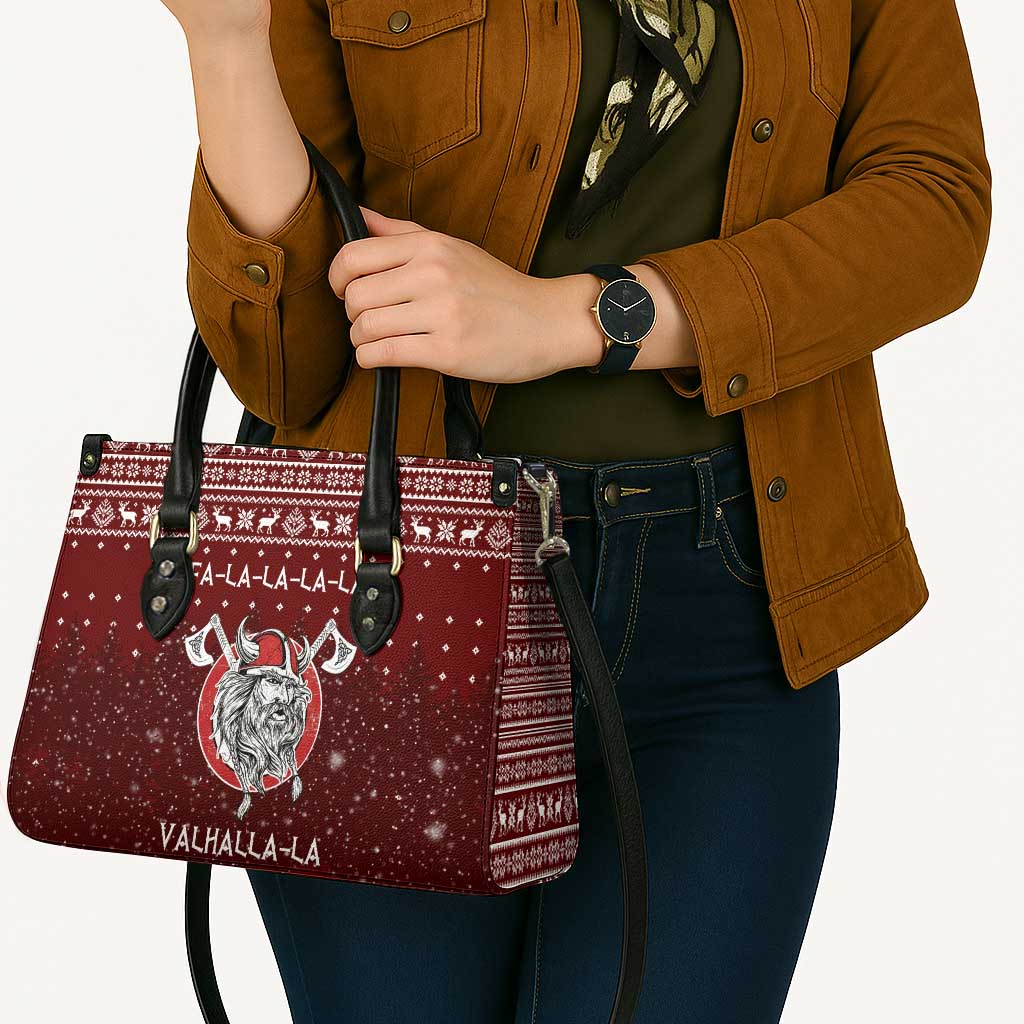 Vikings Fa La La La Christmas Leather Bag Xmas Holiday Patterns - Wonder Print Shop