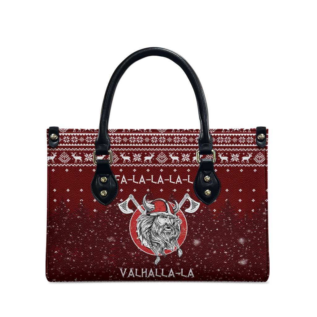 Vikings Fa La La La Christmas Leather Bag Xmas Holiday Patterns - Wonder Print Shop