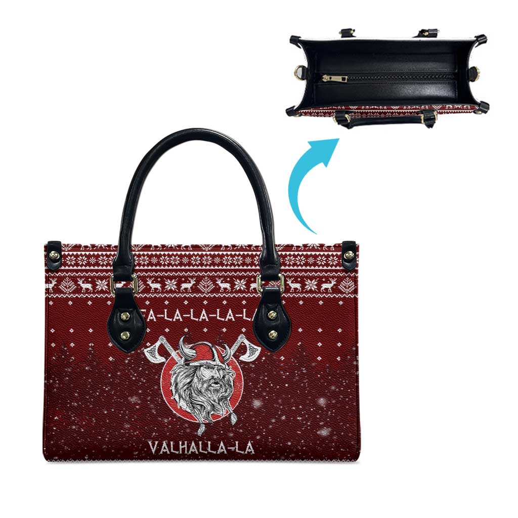 Vikings Fa La La La Christmas Leather Bag Xmas Holiday Patterns - Wonder Print Shop